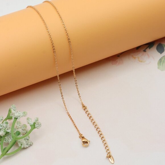 Rose Gold Geometric Charm Necklace with Pink Stones, XPNL0244 - Picture 13 of 13